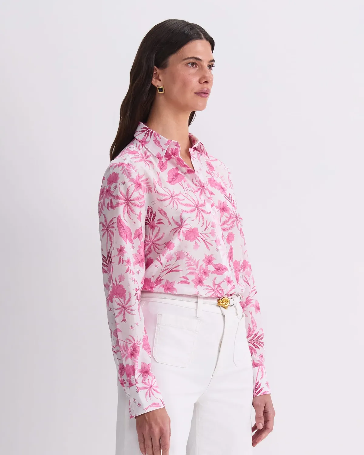 Sportscraft Cotton Silk Palm camicia donna stampa palme