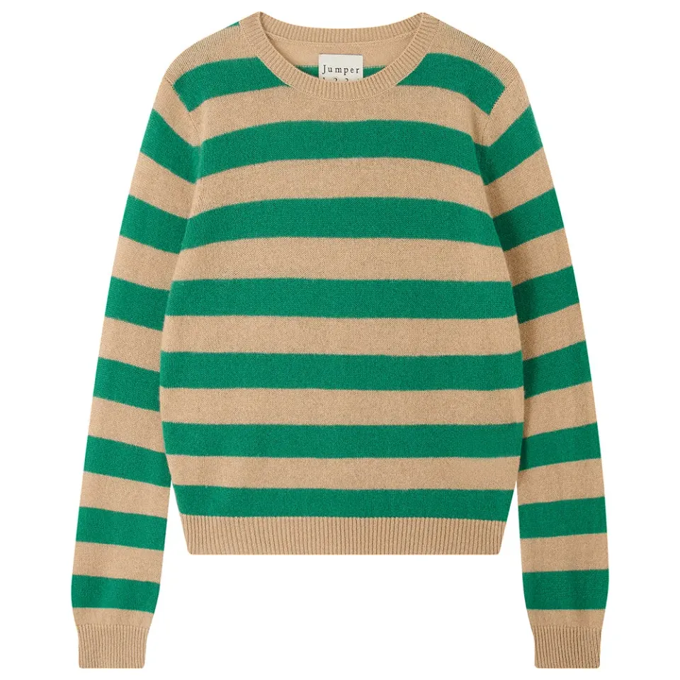 Jumper 1234 Stripe Crew maglione cashmere cammello verde t2