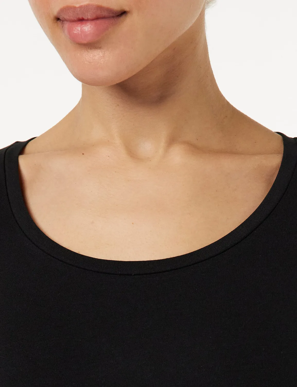 Tommy Hilfiger Modern Scoop top donna maniche corte nero cotone