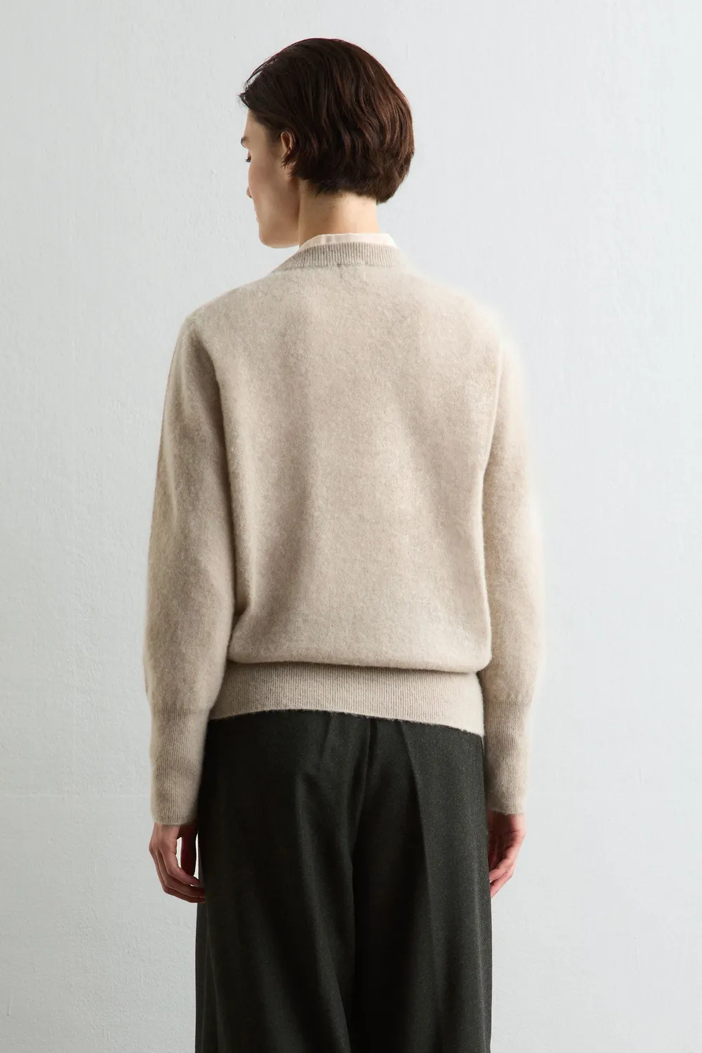 Massimo Alba Amalia maglione cashmere sesame girocollo