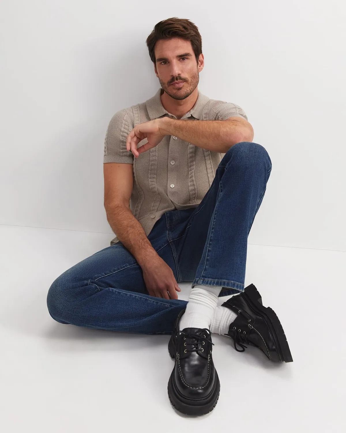 Sportscraft Cameron Knit polo uomo lana cotone trecce