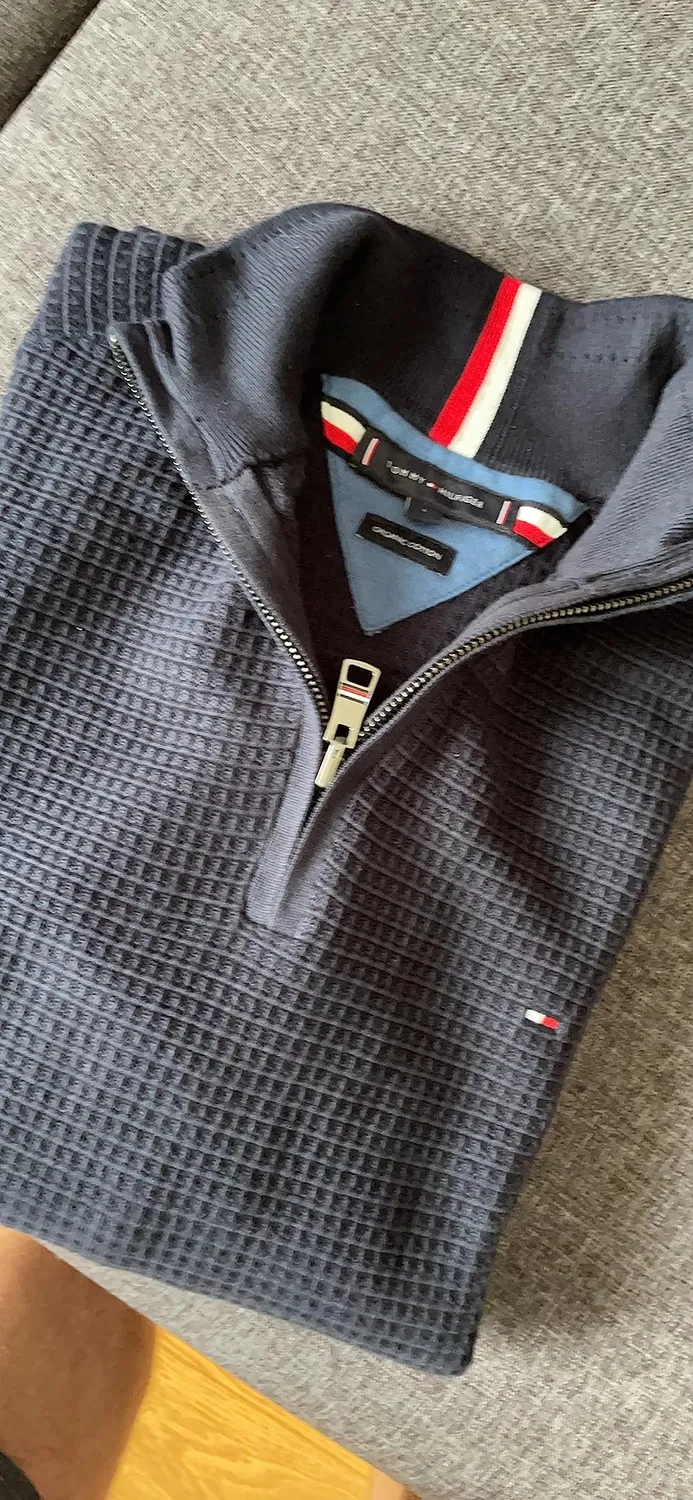 Tommy Hilfiger pullover uomo senza cappuccio L blu cotone