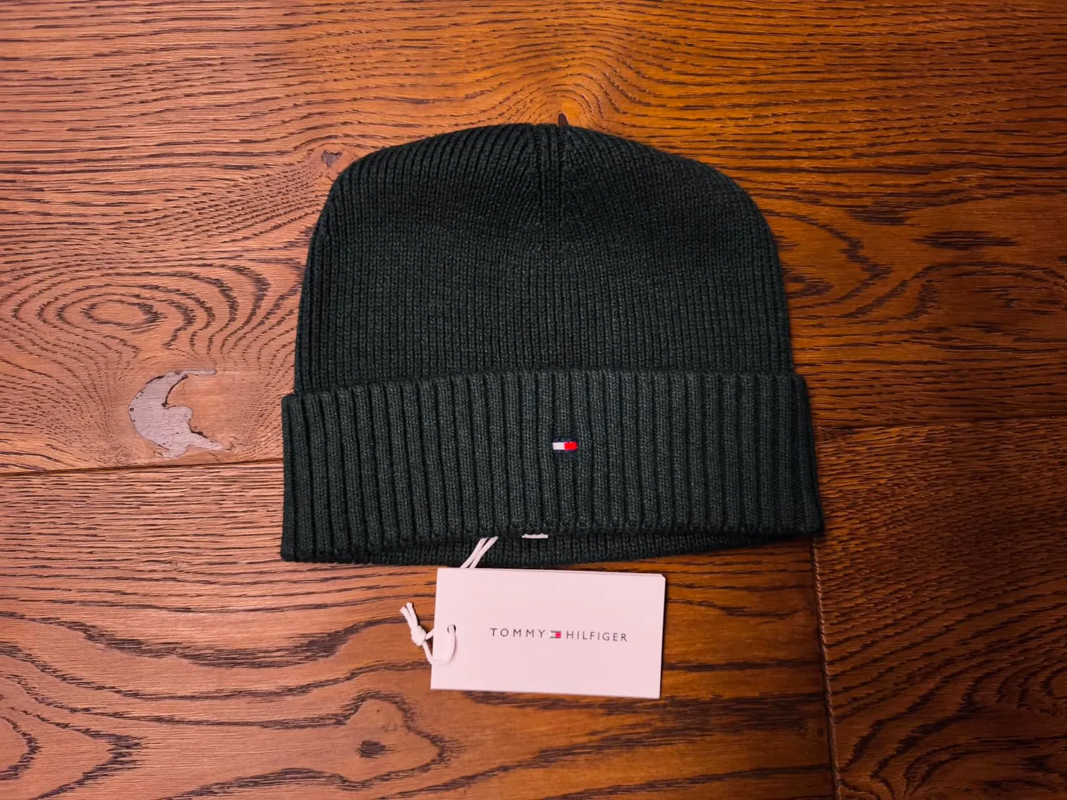 Tommy Hilfiger TH Flag cuffia uomo gialla cotone pima