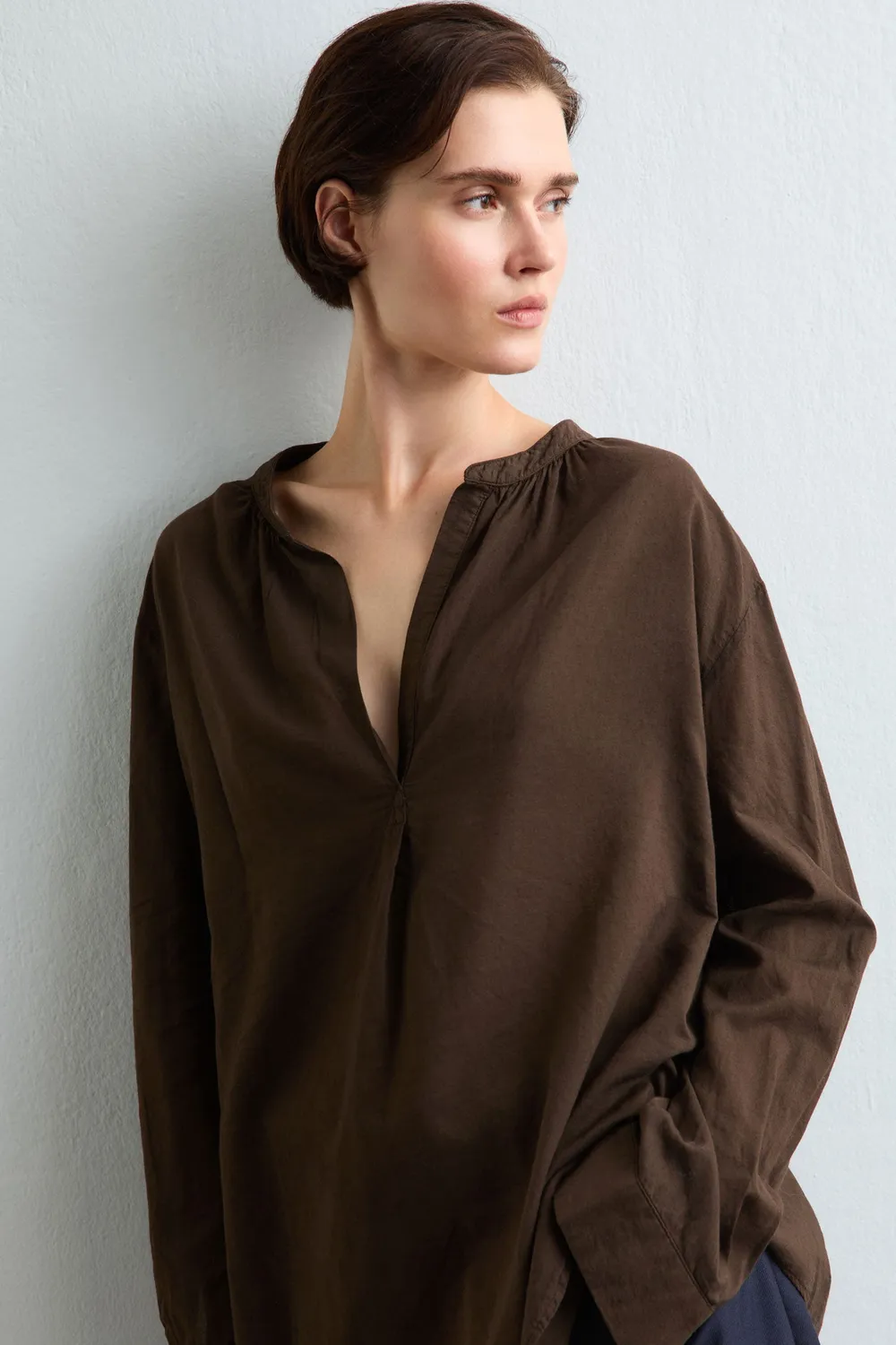 Massimo Alba Yvonne blusa cotone cashmere chicory