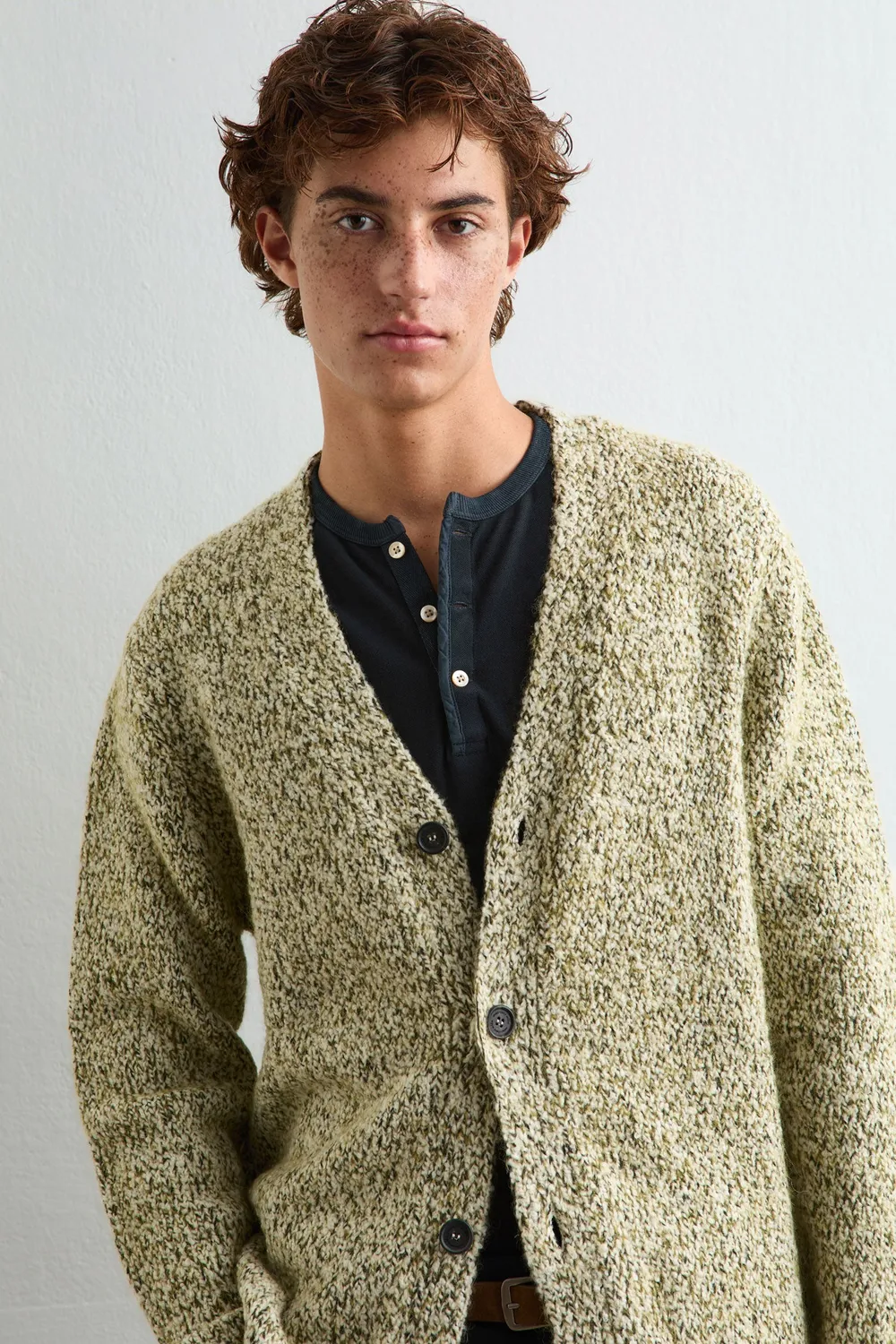 Massimo Alba LINUS cardigan olive in lana e alpaca