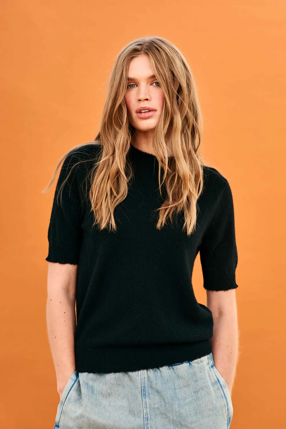 Jumper 1234 Distressed T-Shirt maglietta cashmere nera