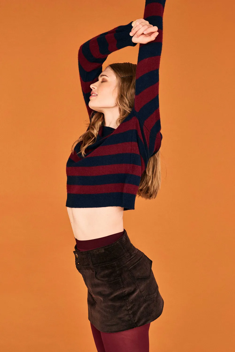 Jumper 1234 Stripe Crew maglione cashmere navy burgundy