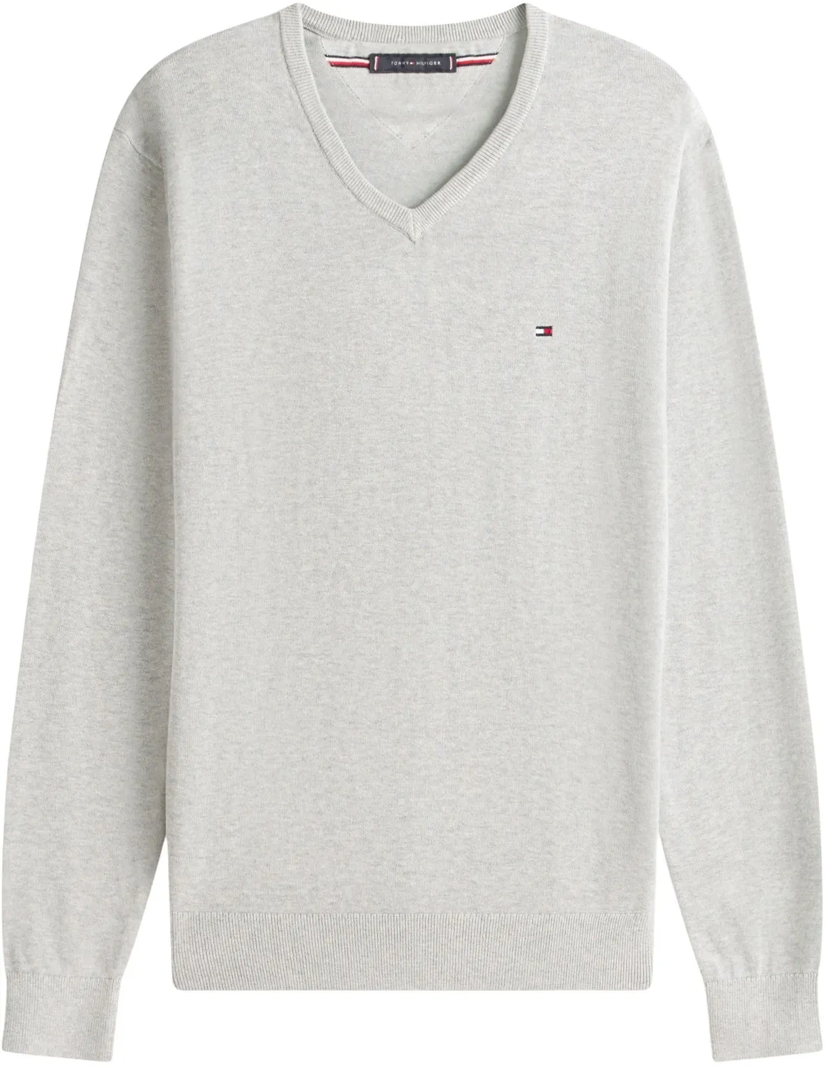 Tommy Hilfiger Essential Cotton maglione grigio S scollo a V