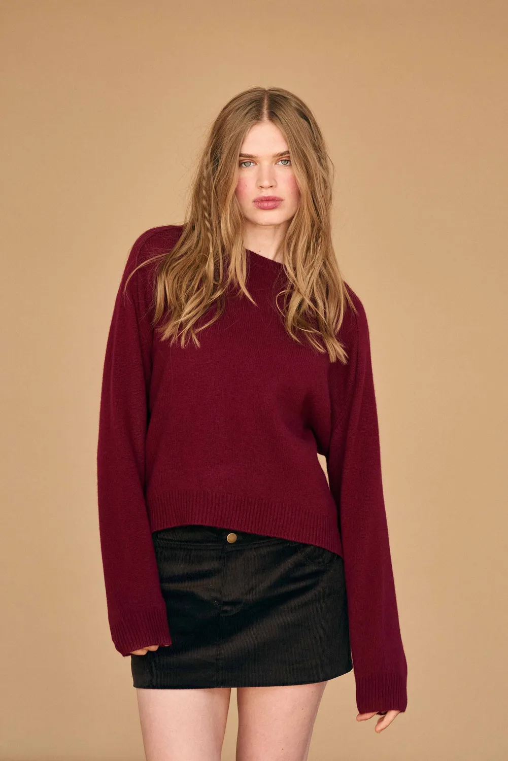 Jumper 1234 Oversize Crew maglione bordeaux cashmere