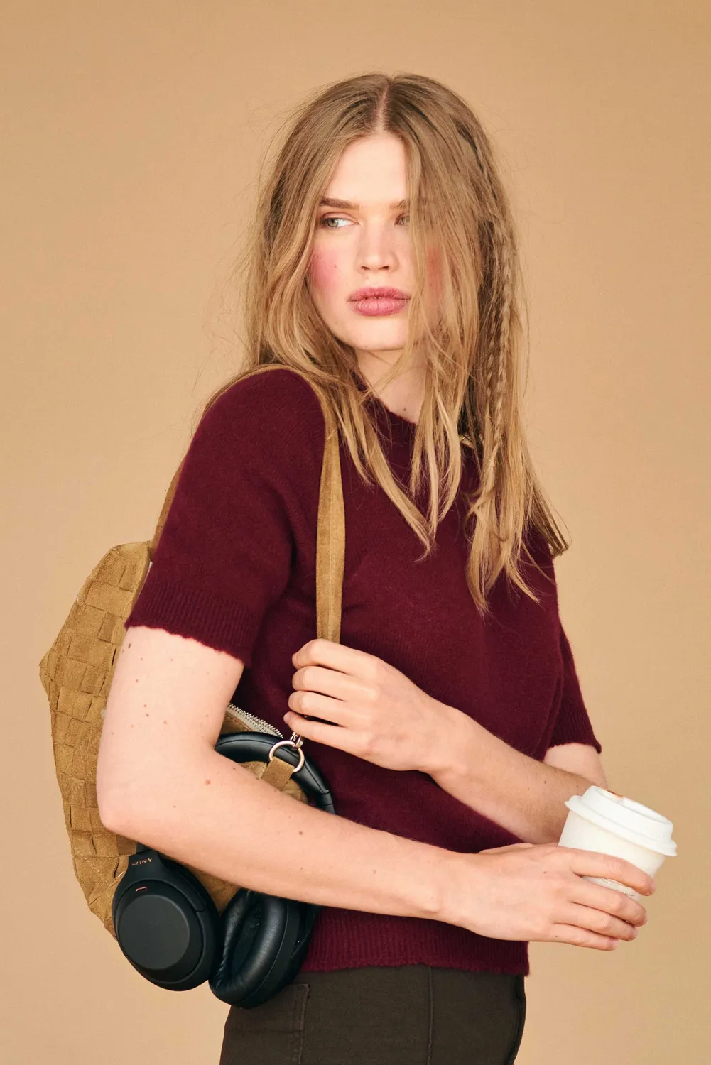 Jumper 1234 Cashmere Distressed T-Shirt maglia bordeaux