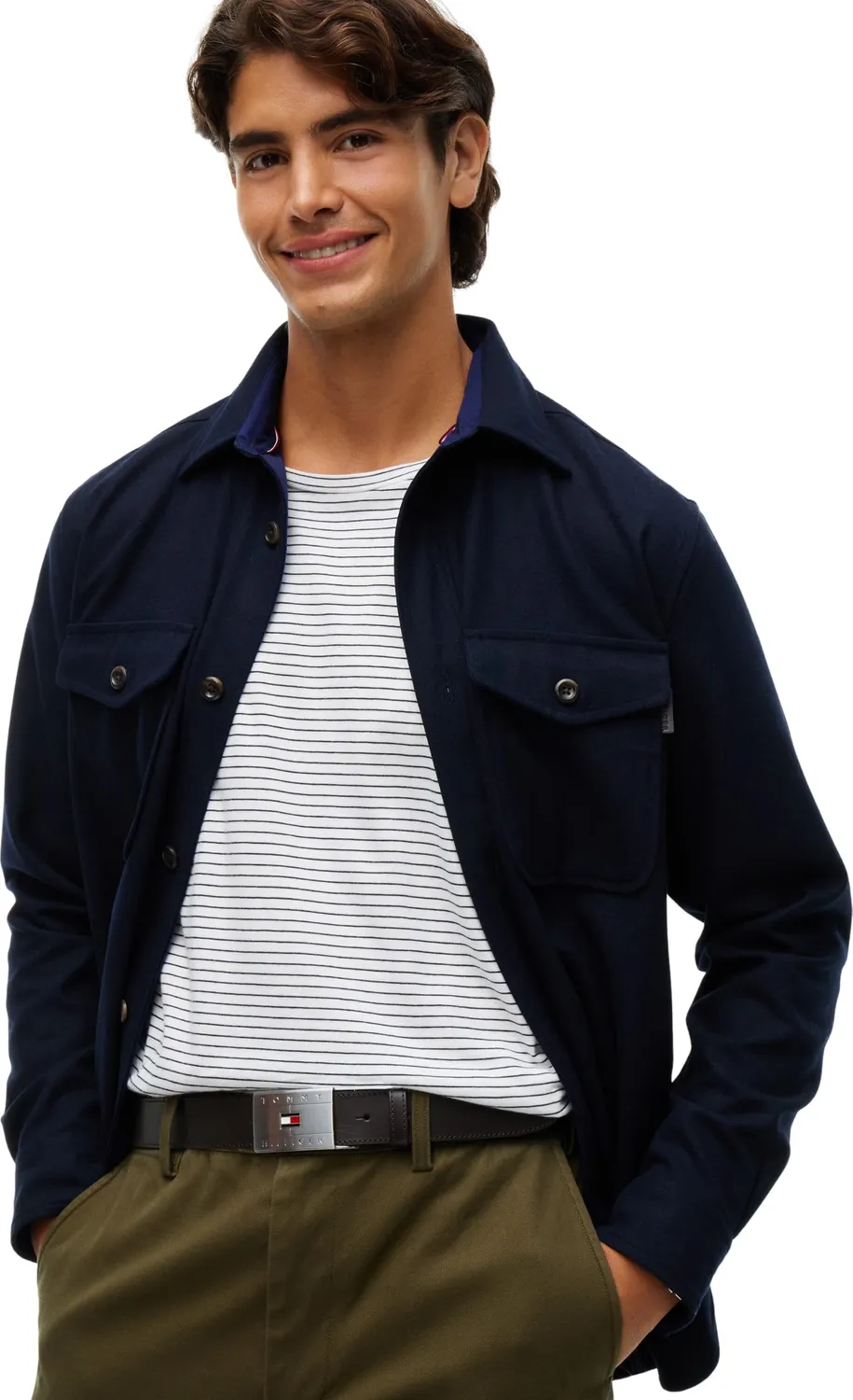 Tommy Hilfiger Flag Plaque AM0AM14322 cintura uomo nera fibbia