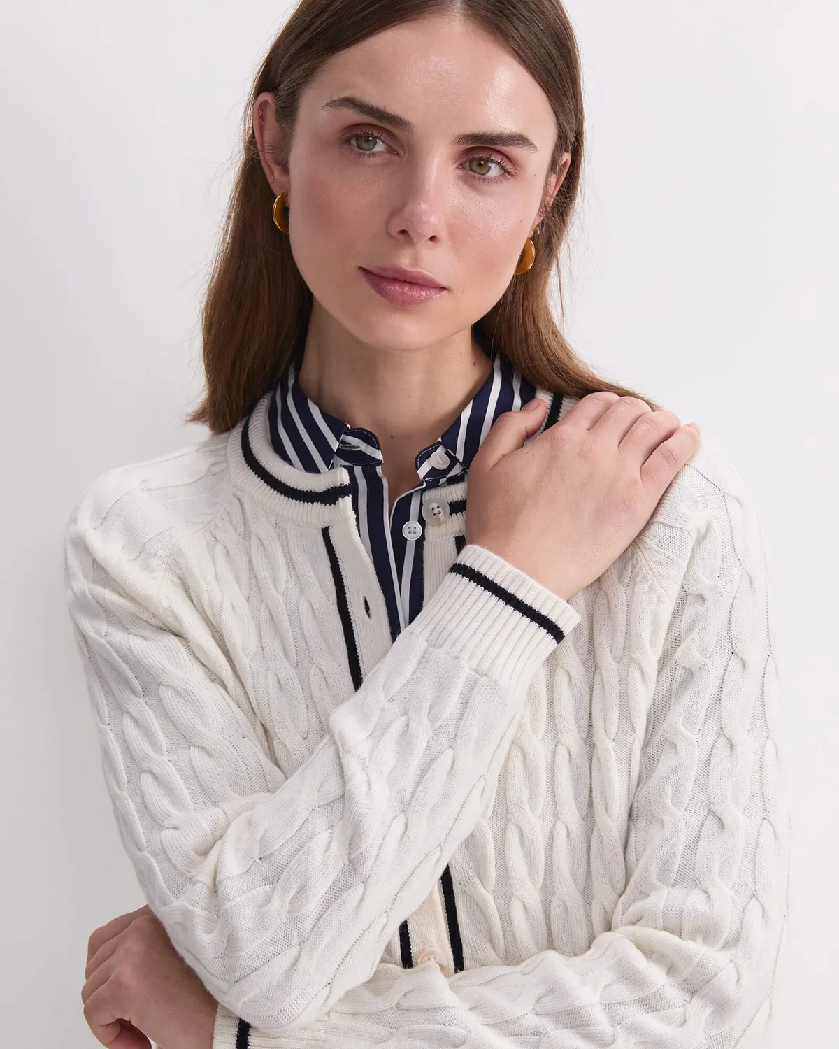 Sportscraft Merino Cable Cardigan bottoni lana merino