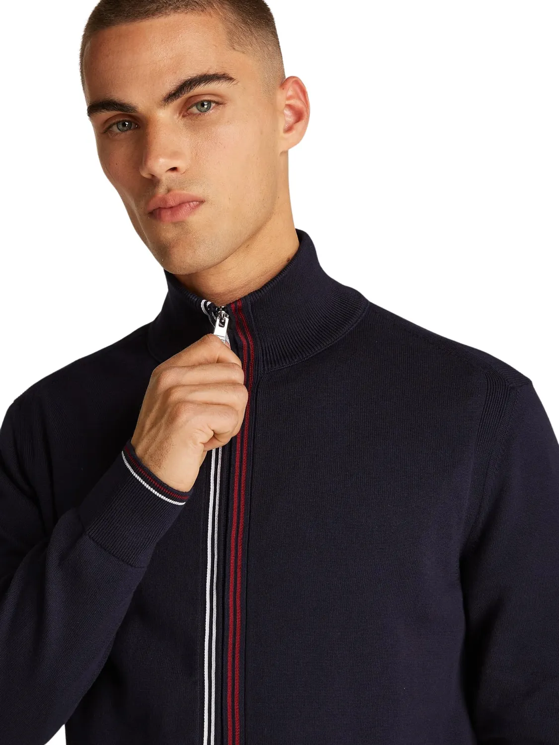 Tommy Hilfiger Cotton Zip Through felpa uomo 3XL blu senza cappuccio