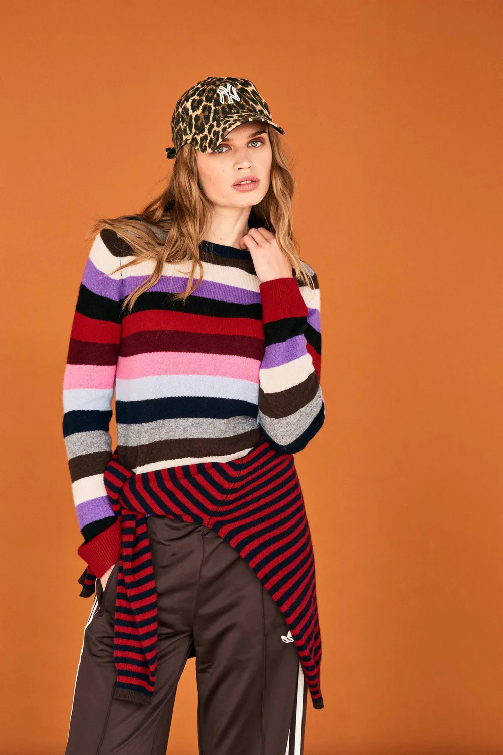 Jumper 1234 Cashmere Multi Stripe Crew maglione righe leggero