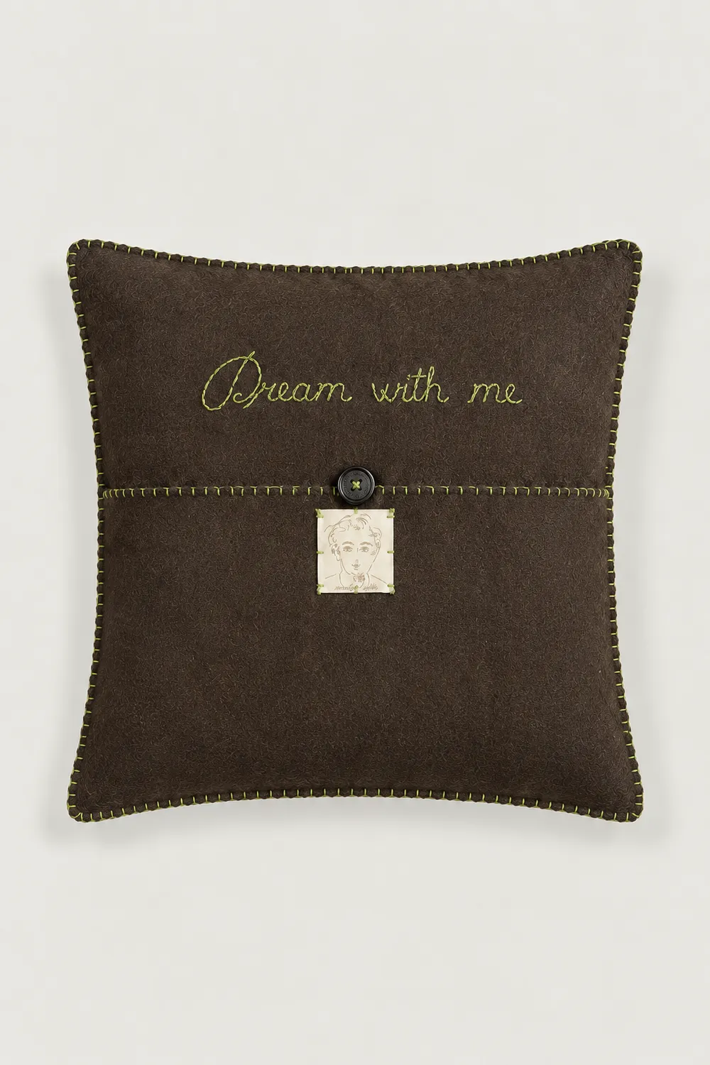 Massimo Alba Pillow cuscino patchwork verde ricamato