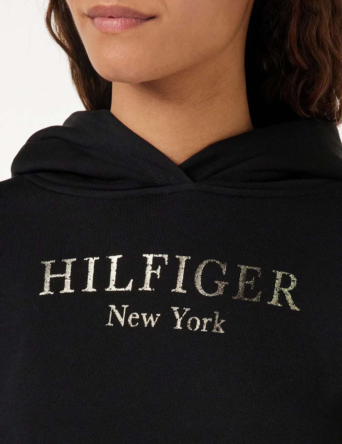 Tommy Hilfiger WW0WW37181 felpa donna nera foil