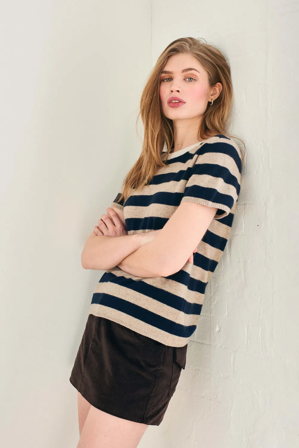 Jumper 1234 Stripe t-shirt cashmere navy marrone
