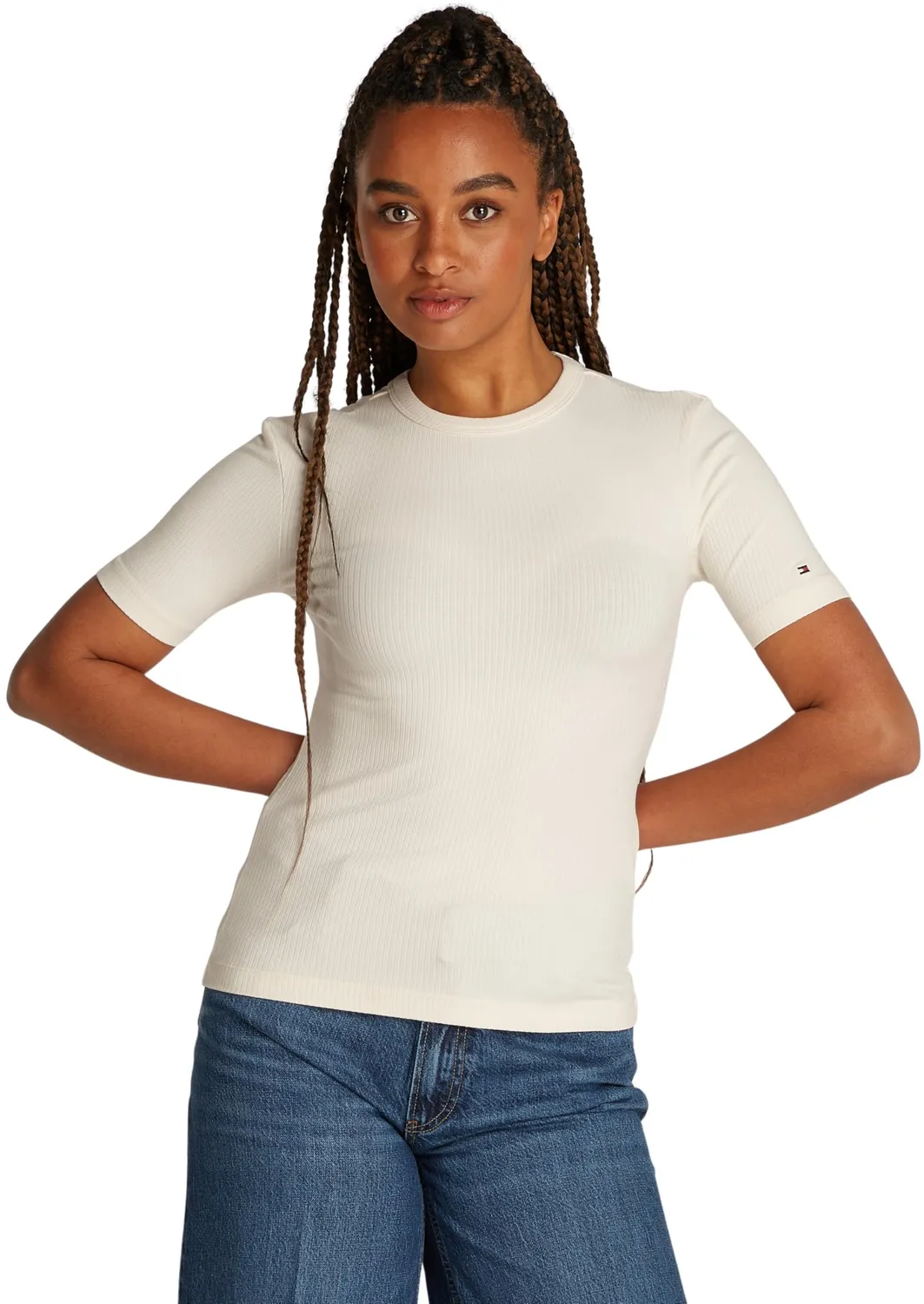 Tommy Hilfiger T-Shirt Rib Scollo Rotondo donna maniche corte