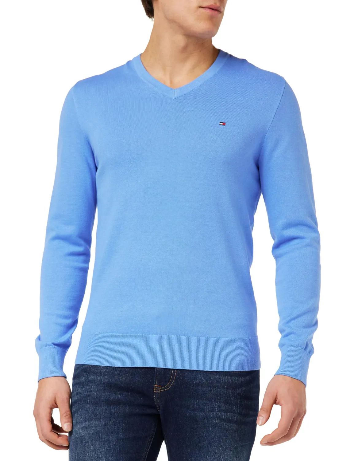 Tommy Hilfiger pullover uomo scollo a V taglia M blu