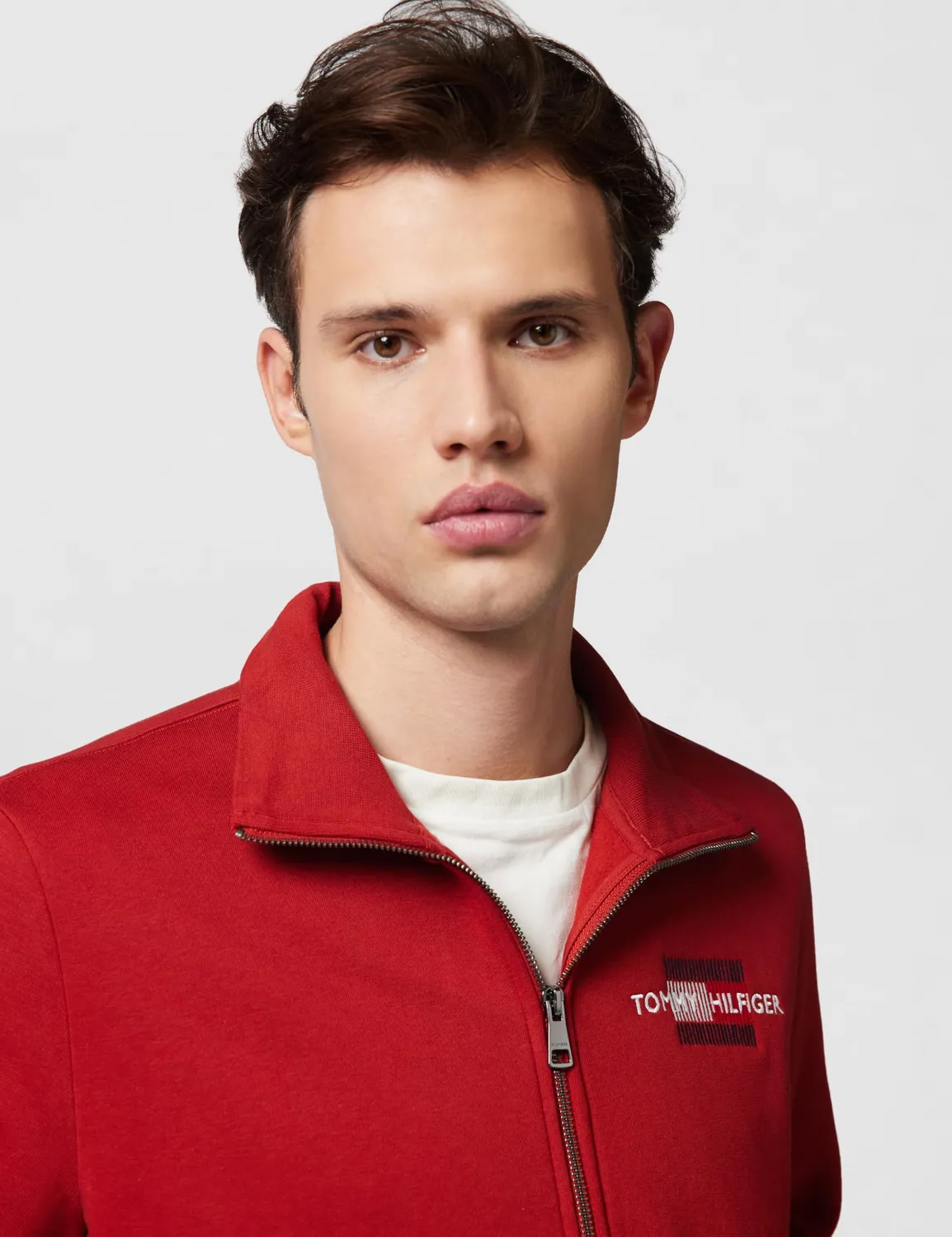 Tommy Hilfiger Flag Embro felpa uomo zip collo coreano