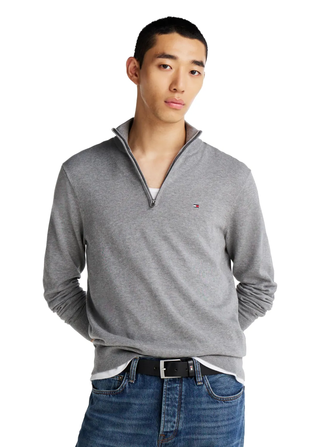 Tommy Hilfiger Racking Structure maglione zip cotone Vessel Blue