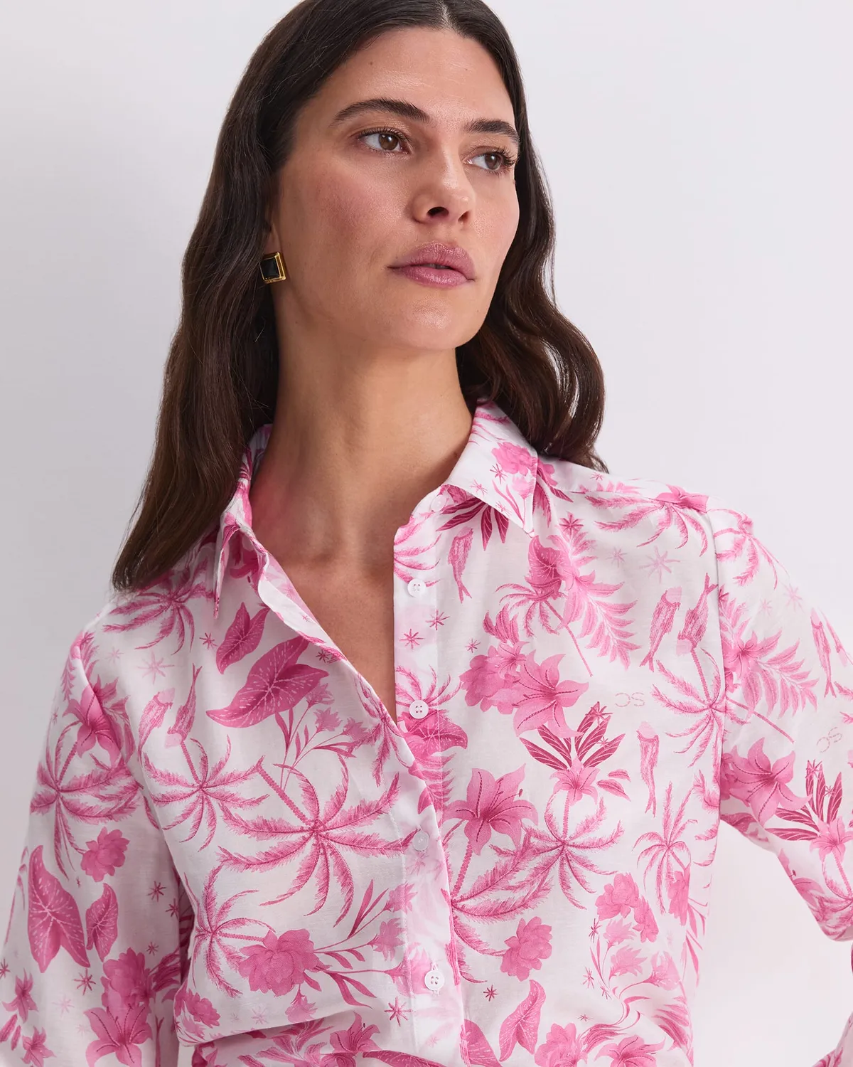 Sportscraft Cotton Silk Palm camicia donna stampa palme