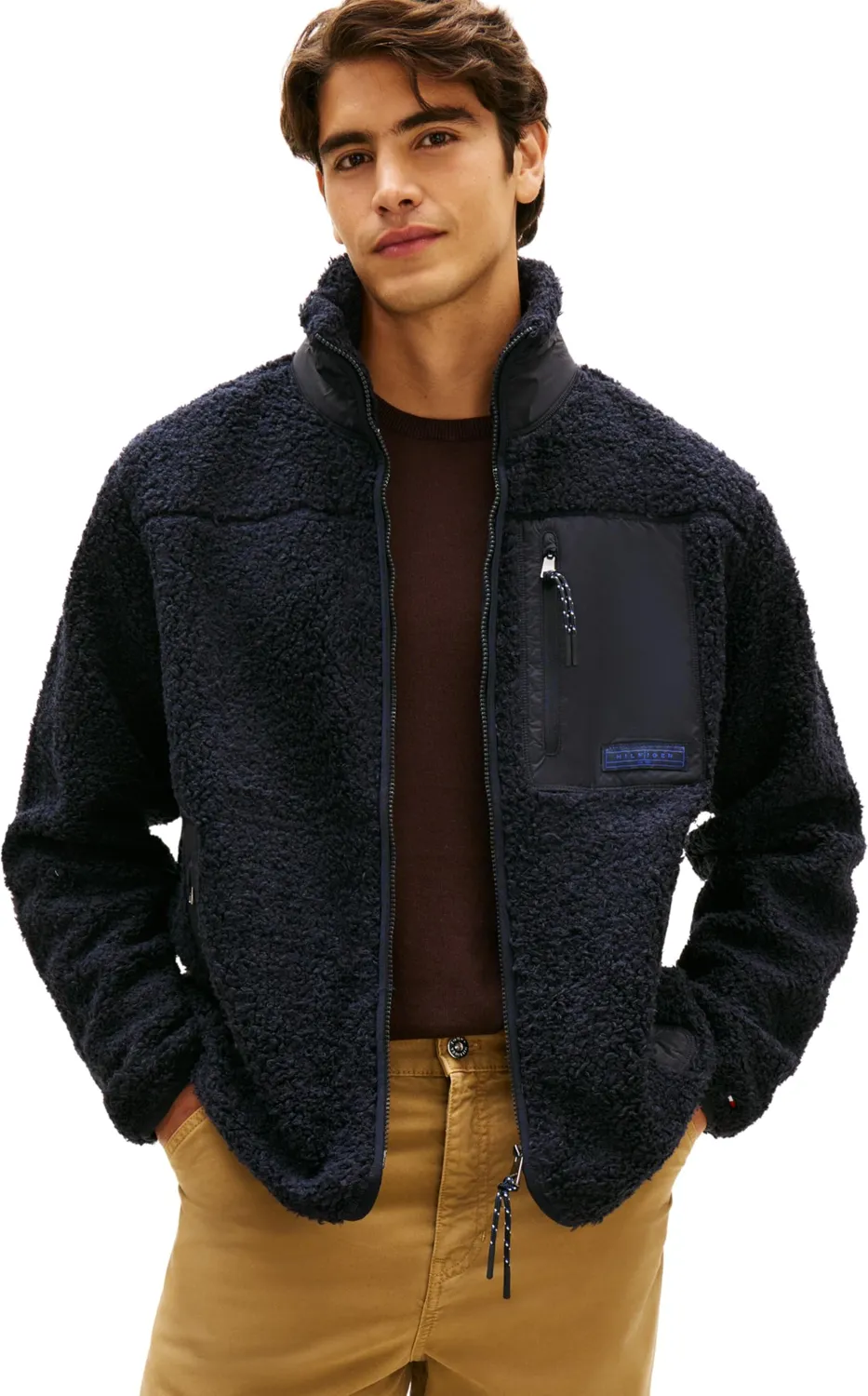 Tommy Hilfiger Teddy Fleece MW0MW40420 felpa zip beige taglia M