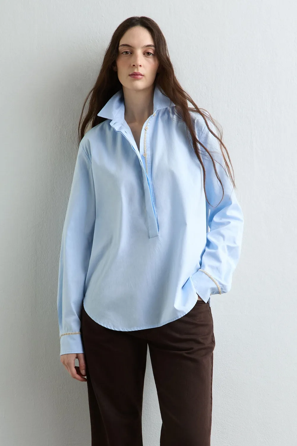 Massimo Alba Marysol camicia donna celeste in cotone