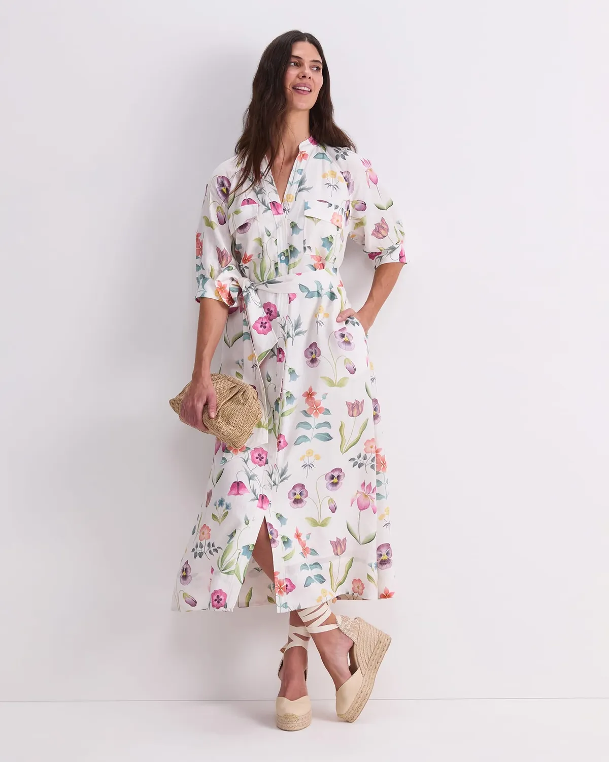 Sportscraft Floral Majesty Liberty abito midi lino