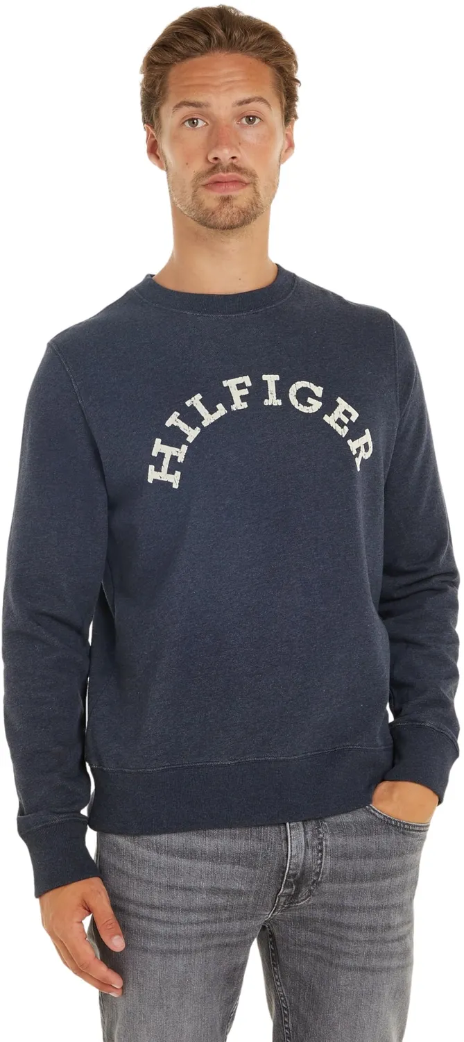 Tommy Hilfiger felpa girocollo uomo cotone grigia