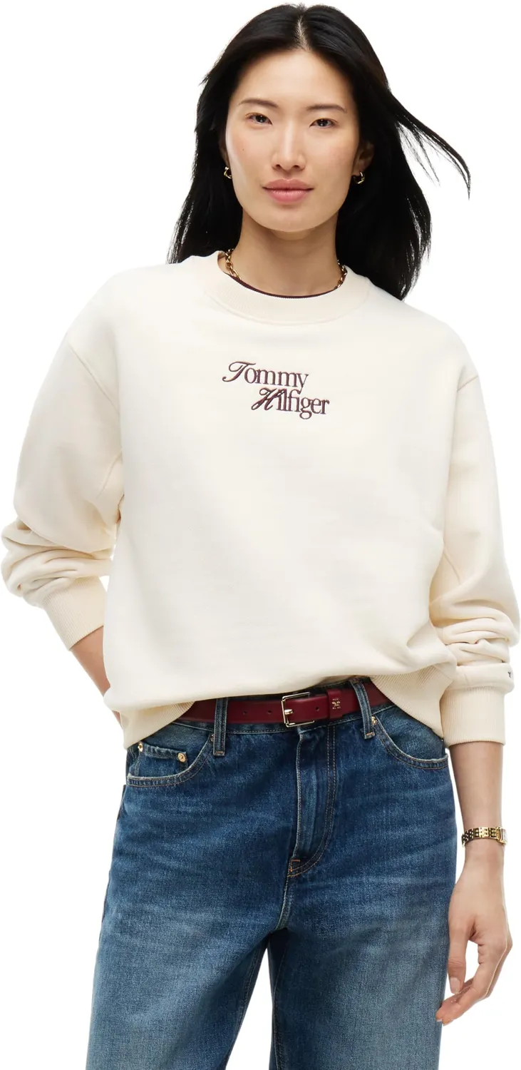 Tommy Hilfiger Script WW0WW51598 felpa donna girocollo