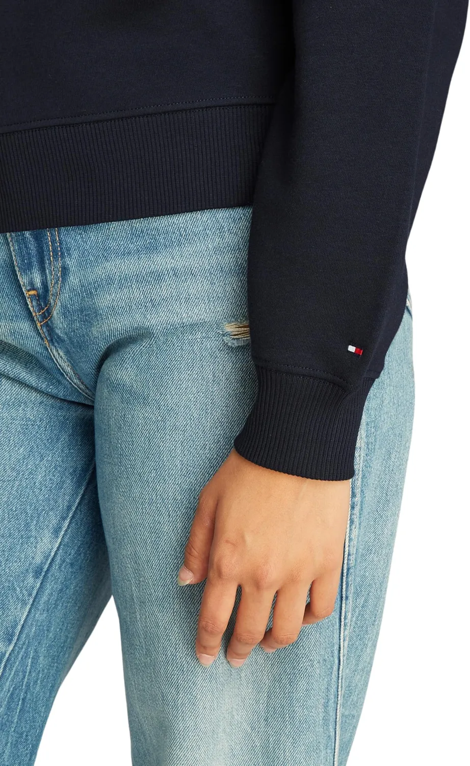 Tommy Hilfiger Logo Felpa Donna con Cappuccio Nero Black