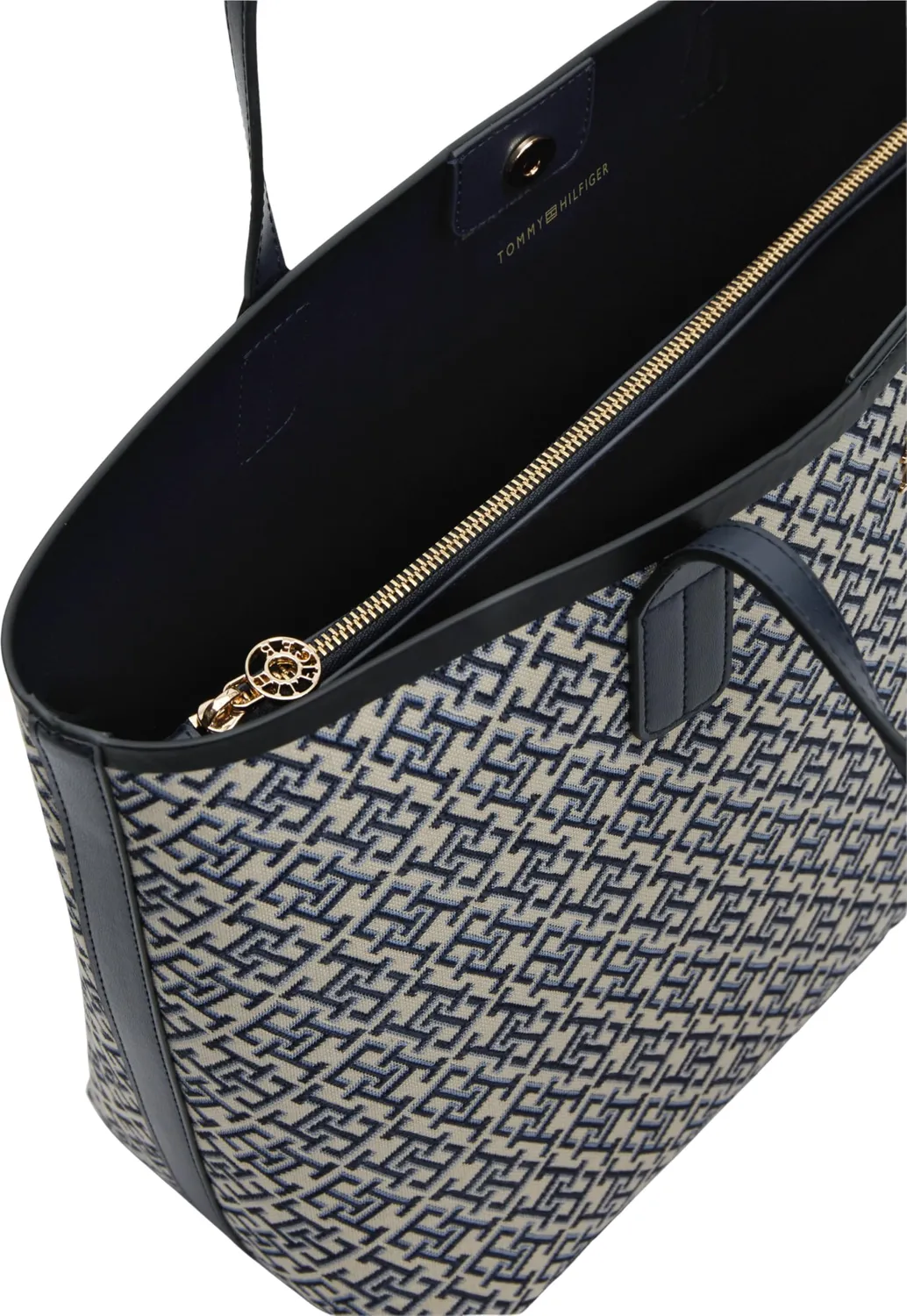 Tommy Hilfiger Icon Jacquard borsa tote blu monogramma