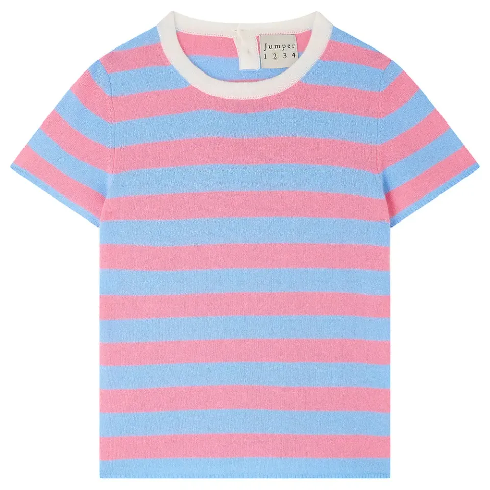 Jumper 1234 Stripe T-Shirt maglia cashmere rosa blu