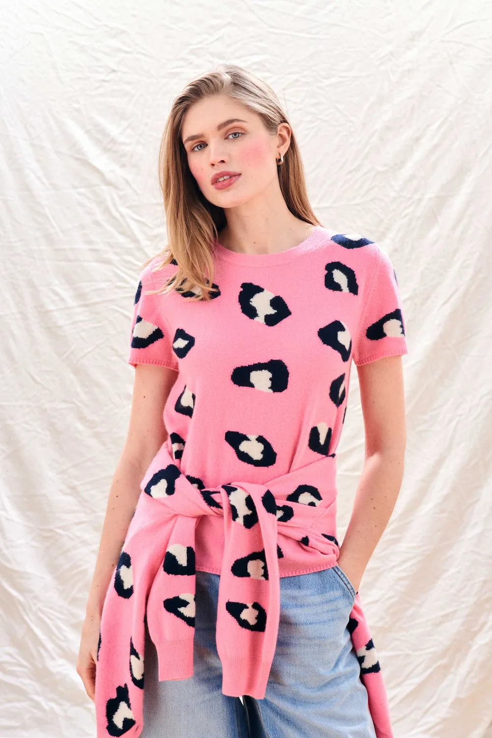 Jumper 1234 Leopard T-Shirt maglietta rosa cashmere