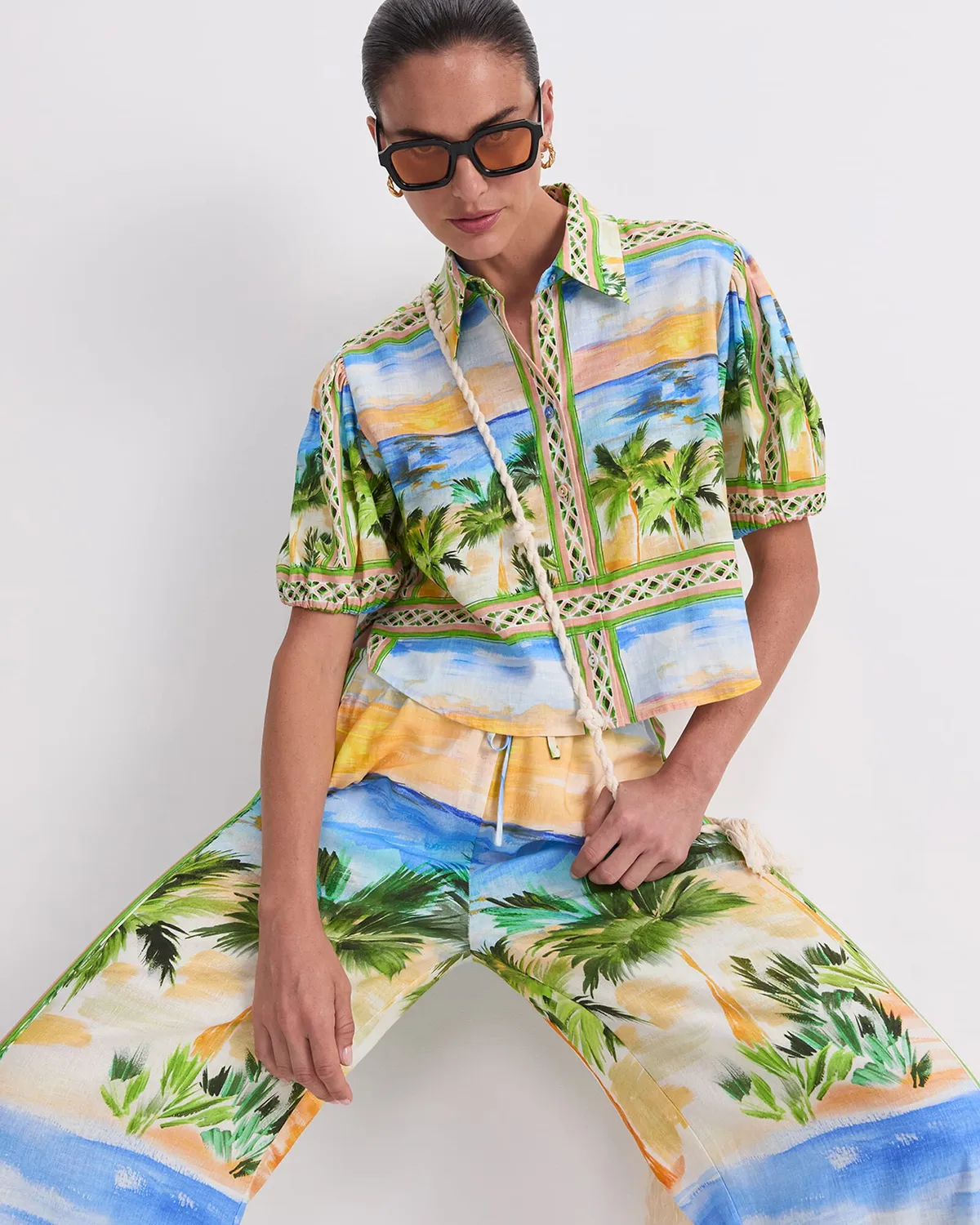 Sportscraft Sunset Palm camicetta lino donna