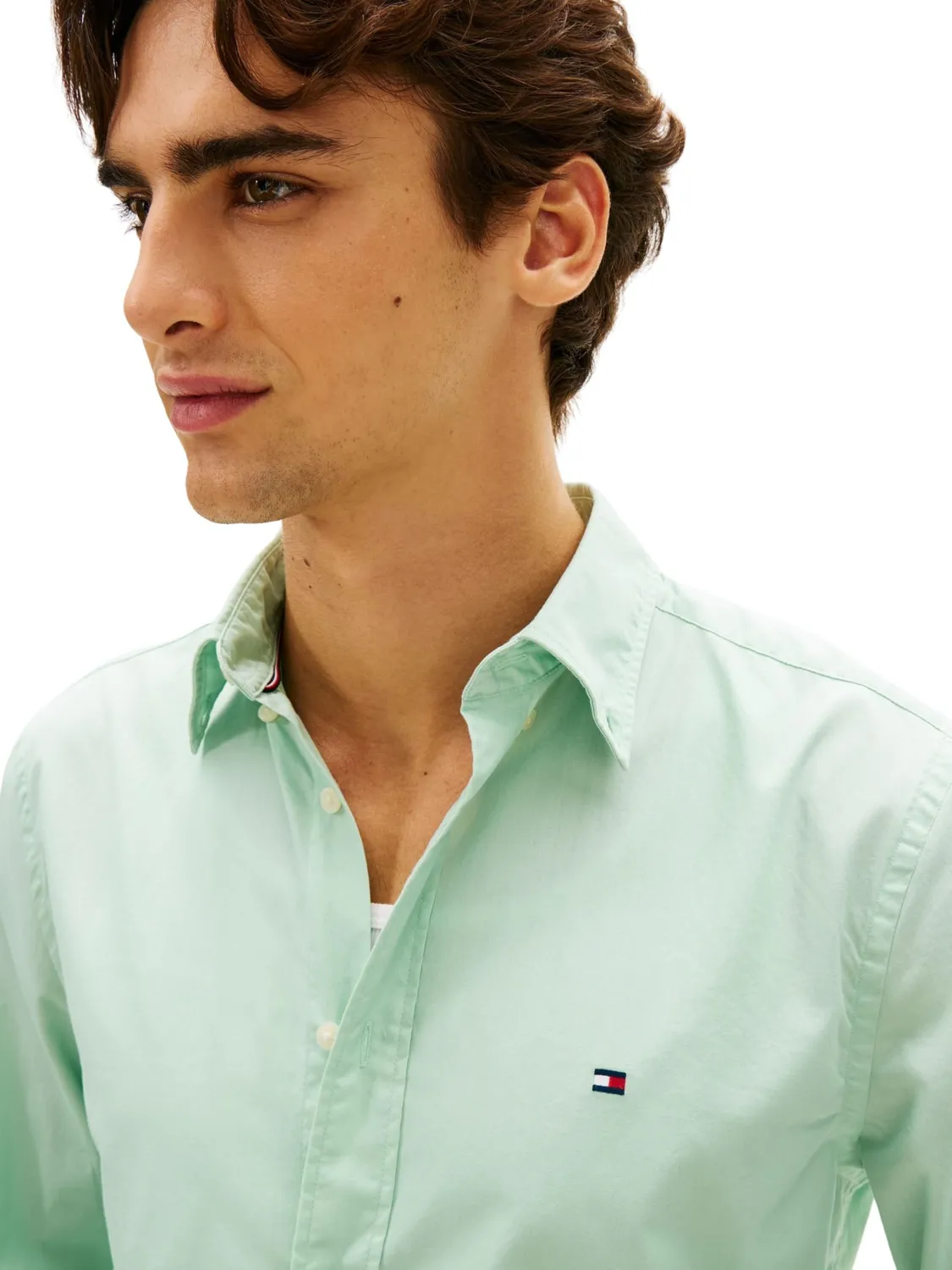 Tommy Hilfiger Flex Poplin camicia regular fit beige uomo