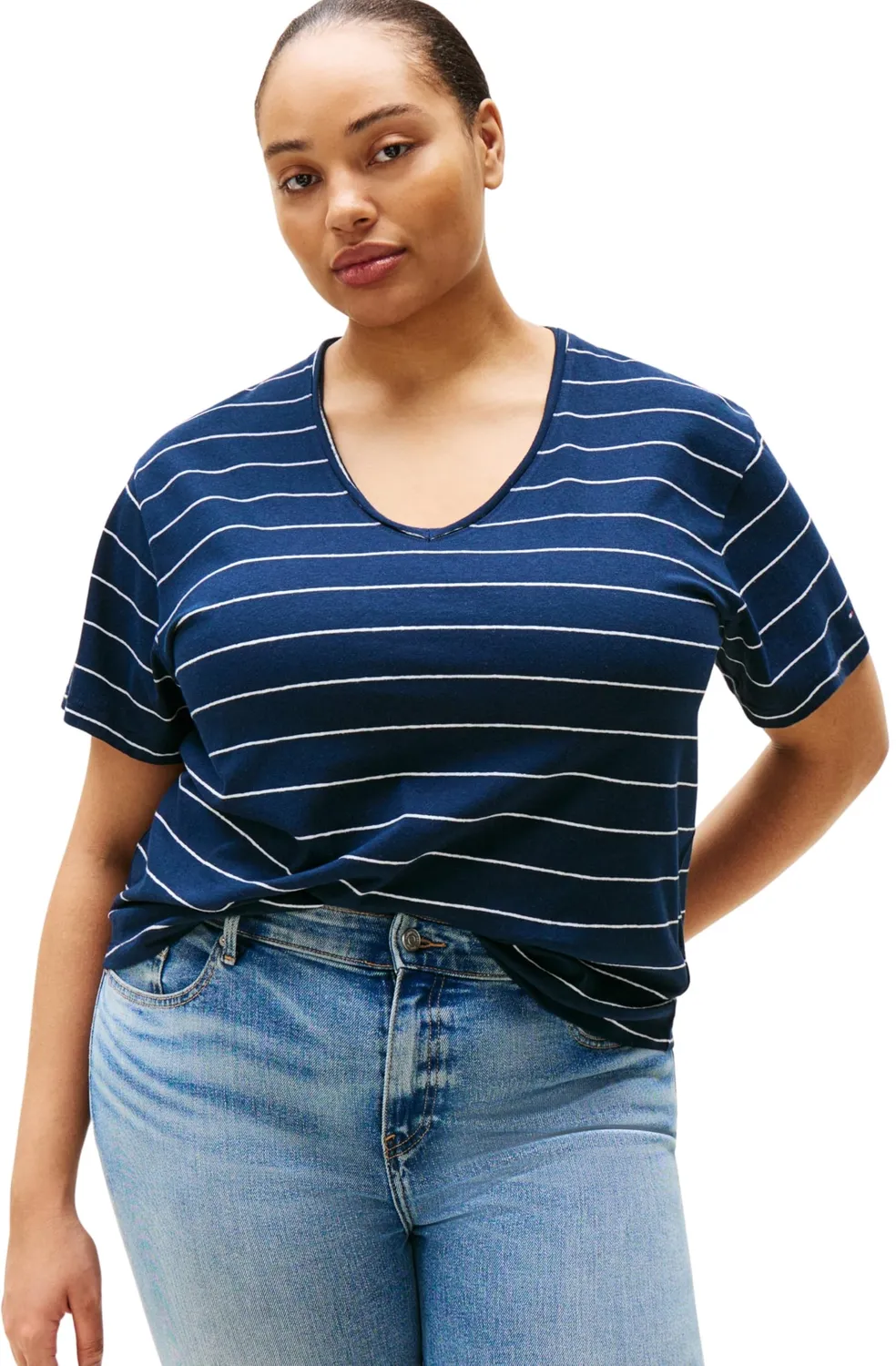 Tommy Hilfiger Modern Linen t-shirt donna scollo V lino