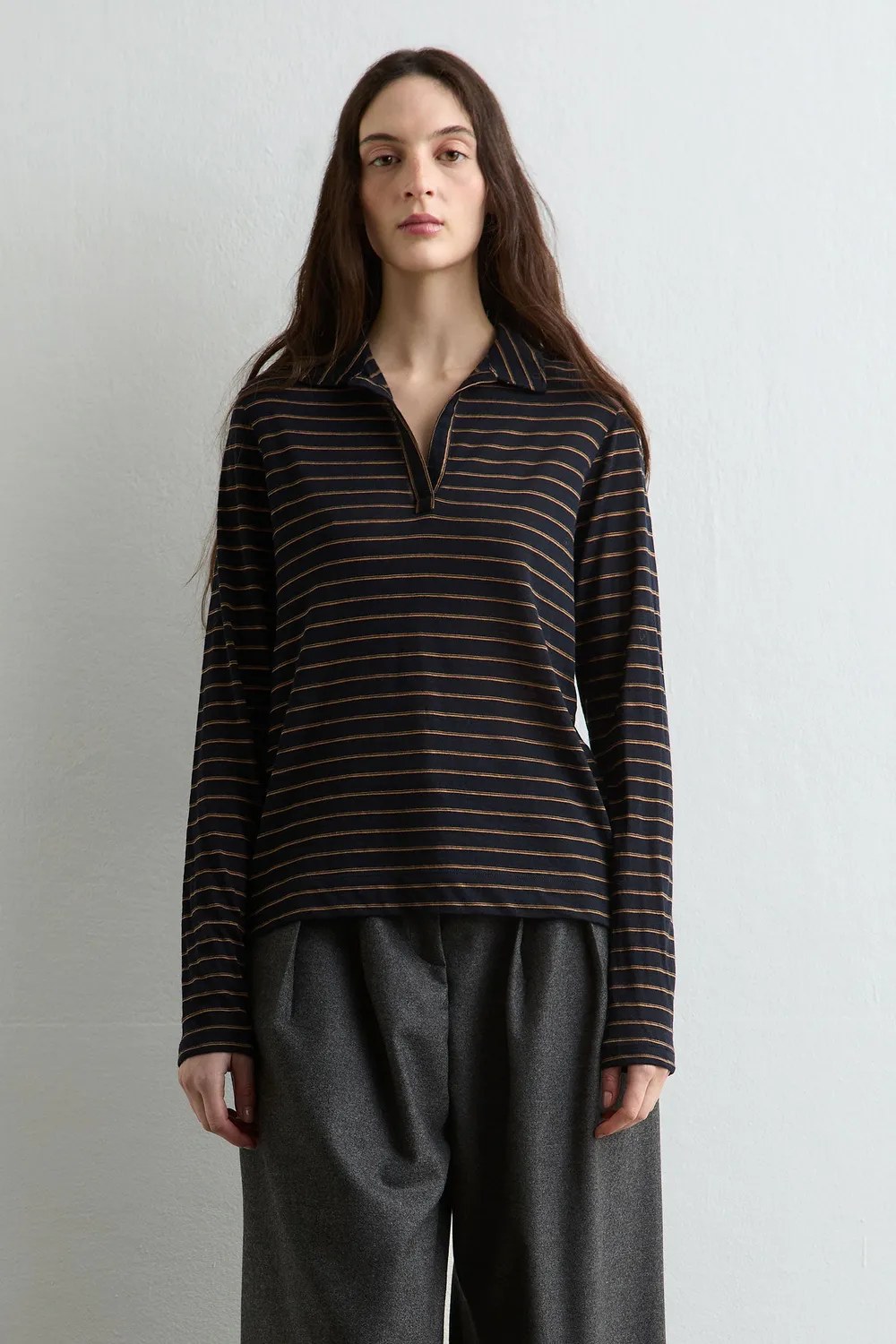Massimo Alba Bordeaux polo donna blu lana vergine