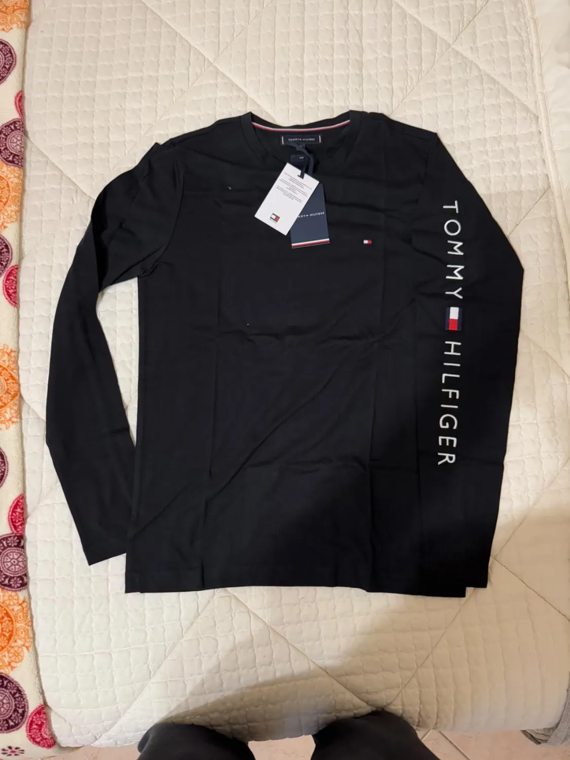 Tommy Hilfiger Logo maglia uomo maniche lunghe cotone nera