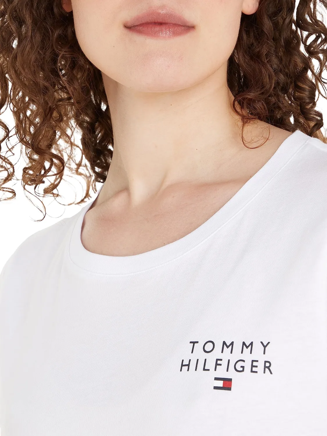 Tommy Hilfiger T-shirt Donna Scollo Rotondo White cotone