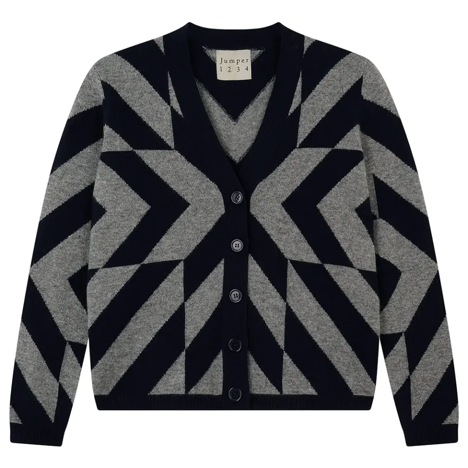 Jumper 1234 Cashmere Dazzle cardigan blu grigio cashmere