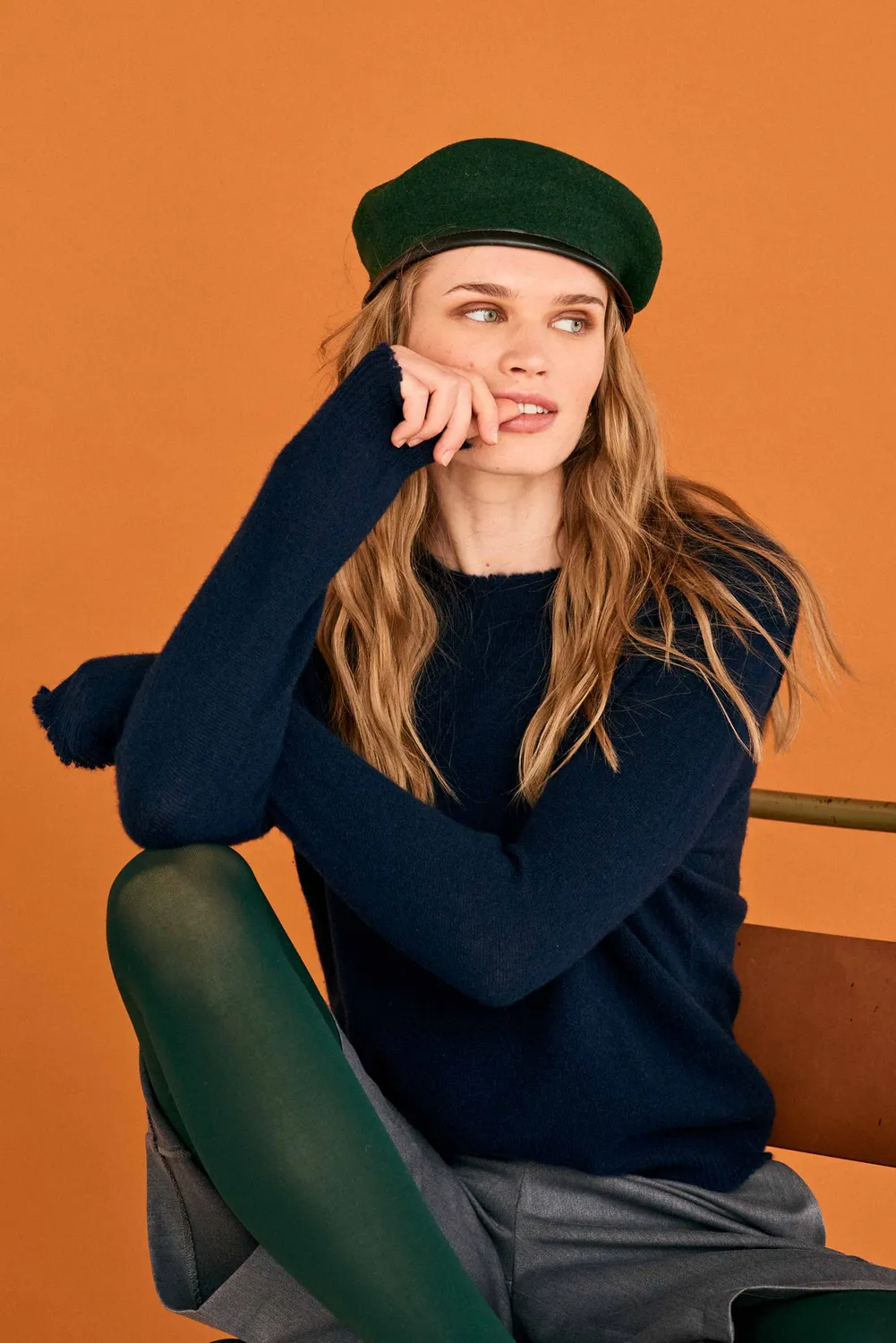 Jumper 1234 Cashmere Distressed Crew maglione blu navy