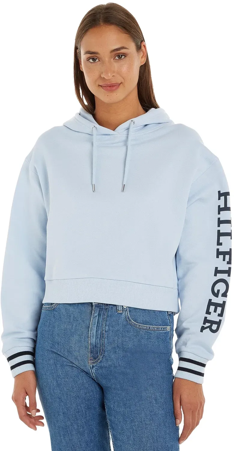 Tommy Hilfiger Reg Monotype WW0WW39140 Felpa Crop Donna XL Blu