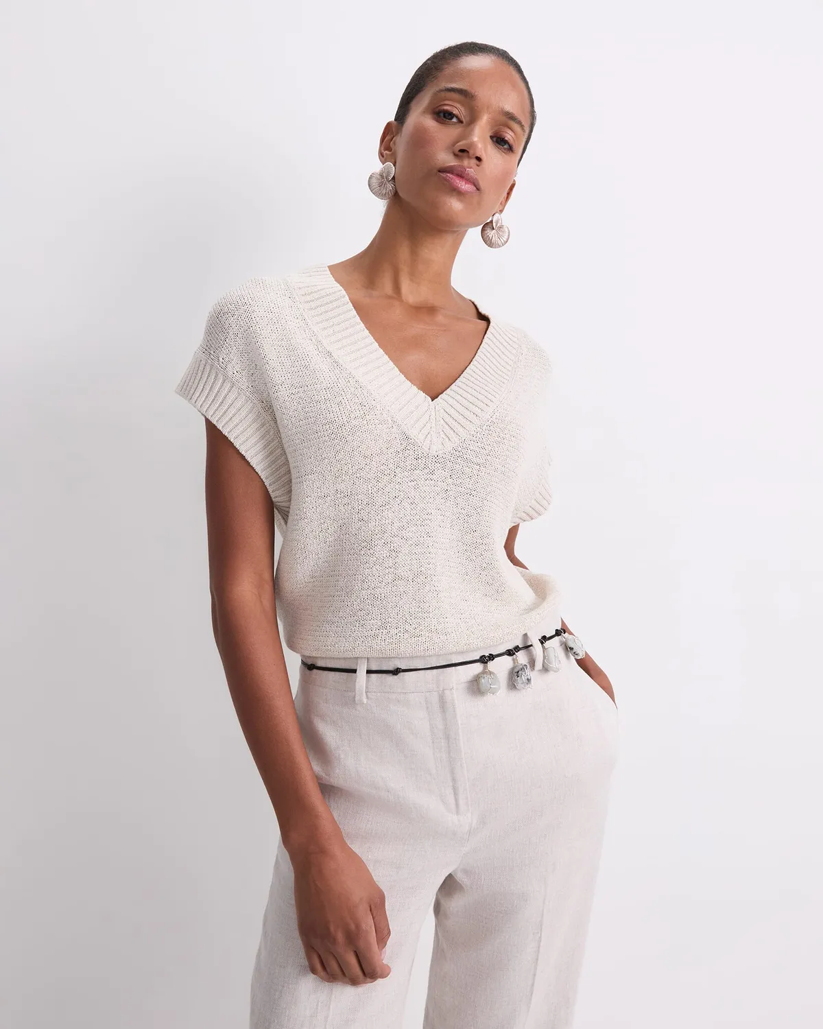 Sportscraft Josie canotta scollo V filato treccia
