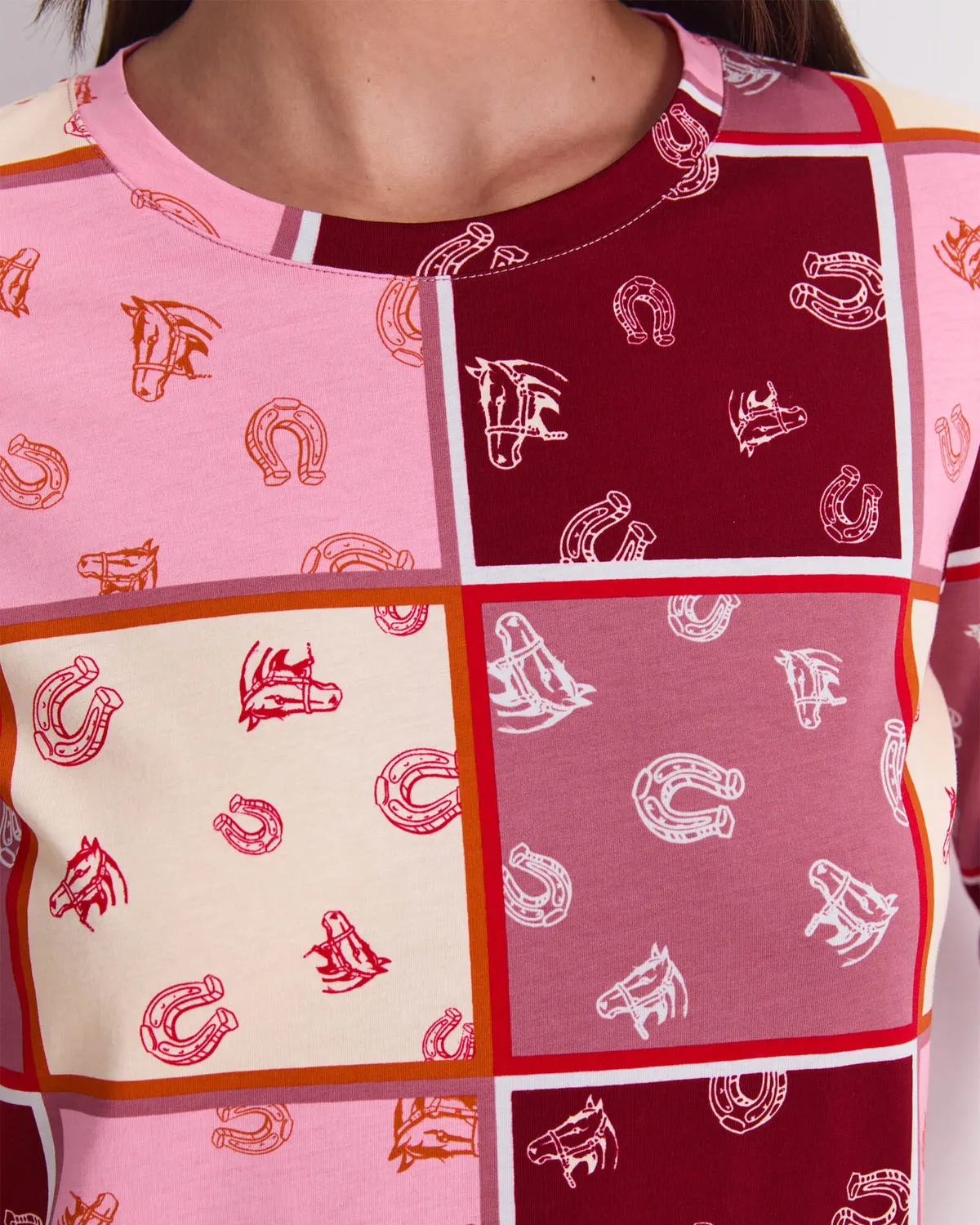 Sportscraft Horse Print Mercerised t-shirt cotone