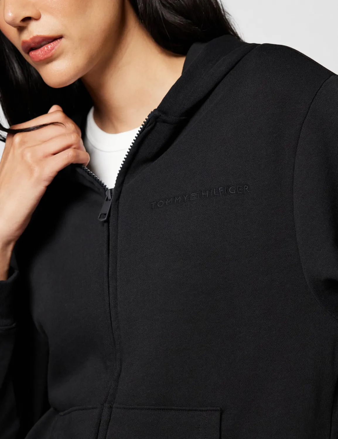 Tommy Hilfiger Full Zip Felpa Donna Cappuccio XL Cotone