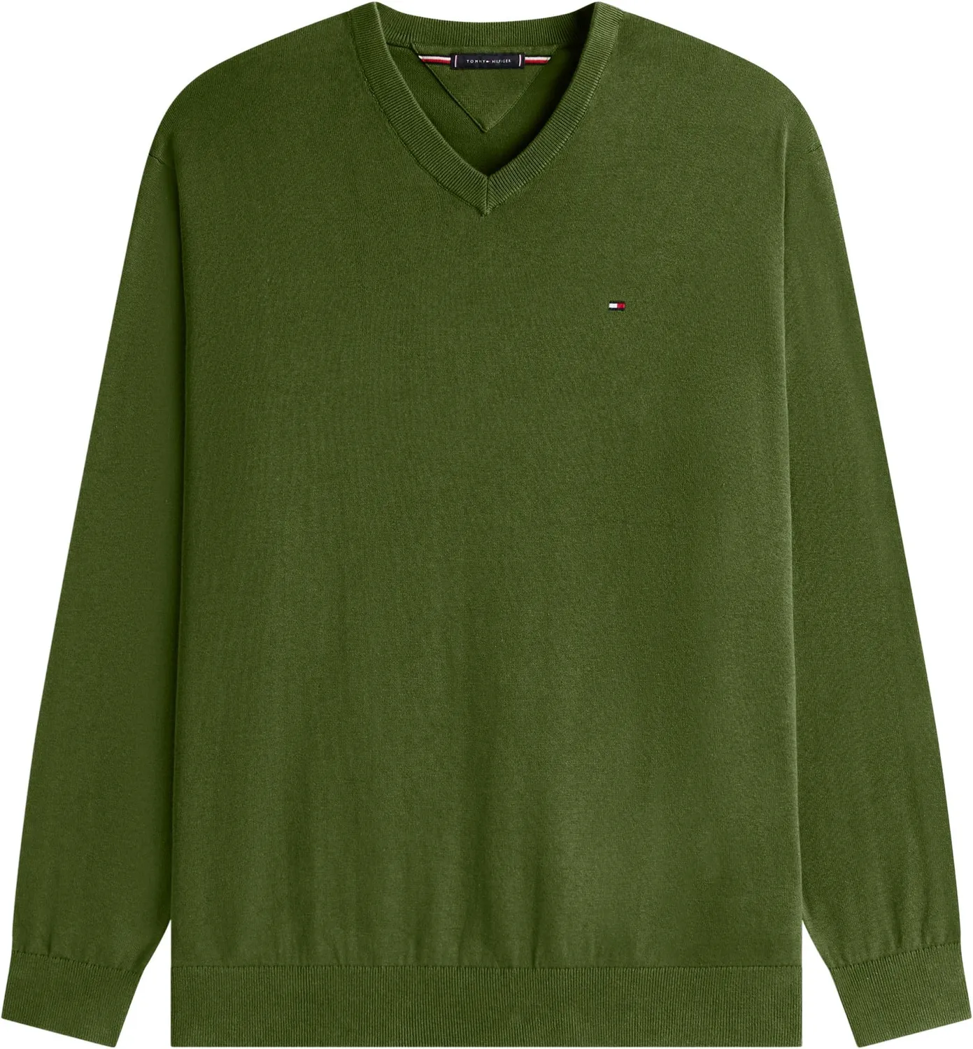 Tommy Hilfiger Essential Cotton maglione scollo V verde unisex
