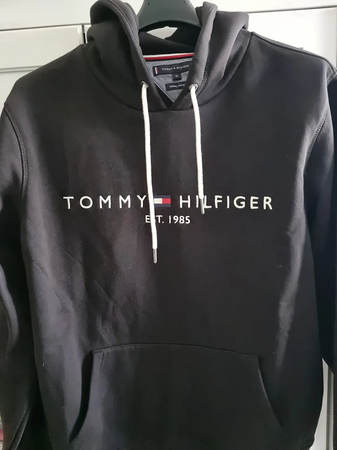 Tommy Hilfiger Core Tommy Logo felpa cappuccio uomo nera