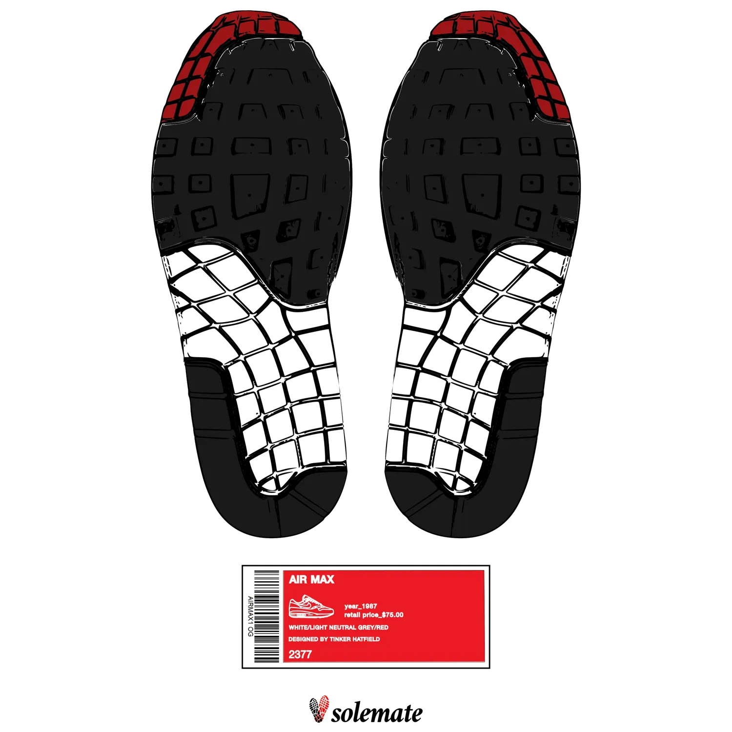 Solemate AM1 Footprints t-shirt bianca cotone
